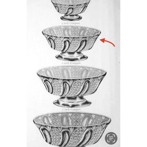 EAPG Antique McKee Brothers Doric Glass Comport Footed Bowl Feather 3 x 6" 1896 - Picture 8 of 8